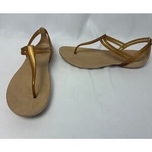 Crocs Isabella T-Strap Sandals Womens 10 Bronze Thong Slip On Gladiator Jelly